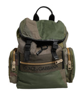 Dolce & Gabbana Military Green Patchwork Rucksack Backpack Bag